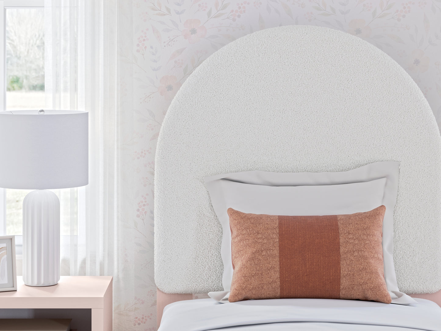 Wistenpine Twin Upholstered Panel Bed with Nightstand