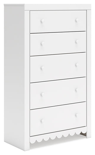 Mollviney Full Panel Bed with Mirrored Dresser, Chest and 2 Nightstands