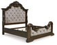 Maylee King Upholstered Bed with Mirrored Dresser and Nightstand