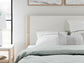 Cadmori Queen Upholstered Panel Bed with Mirrored Dresser and Chest