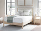 Cadmori Queen Upholstered Panel Bed with Mirrored Dresser and Chest