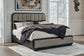 Rowanbeck King Upholstered Panel Bed with Mirrored Dresser and Nightstand
