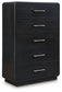 Rowanbeck King Upholstered Panel Bed with Mirrored Dresser, Chest and Nightstand