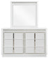 Chalanna Queen Upholstered Storage Bed with Mirrored Dresser and Chest