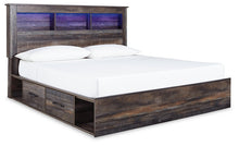 Load image into Gallery viewer, Drystan King Bookcase Bed with 2 Storage Drawers with Mirrored Dresser and 2 Nightstands
