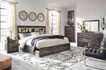 Load image into Gallery viewer, Drystan King Bookcase Bed with 2 Storage Drawers with Mirrored Dresser and 2 Nightstands
