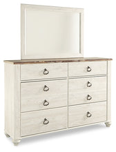 Load image into Gallery viewer, Willowton Queen/Full Panel Headboard with Mirrored Dresser and 2 Nightstands
