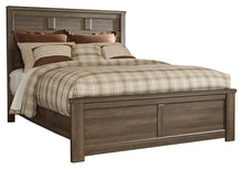 Load image into Gallery viewer, Juararo California King Panel Bed with Mirrored Dresser, Chest and Nightstand
