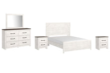 Load image into Gallery viewer, Gerridan Queen Panel Bed with Mirrored Dresser and 2 Nightstands
