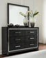 Kaydell King Upholstered Panel Storage Bed with Mirrored Dresser and 2 Nightstands