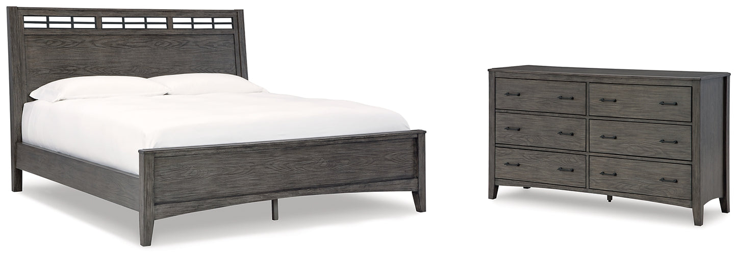 Montillan King Panel Bed with Dresser