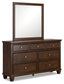 Danabrin King Panel Bed with Mirrored Dresser, Chest and 2 Nightstands
