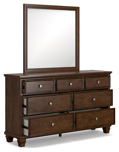 Danabrin California King Panel Bed with Mirrored Dresser